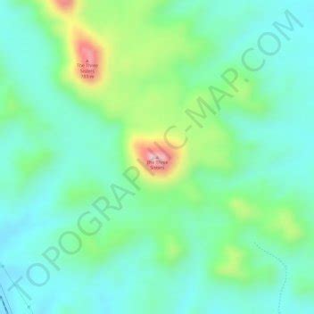 The Three Sisters topographic map, elevation, relief