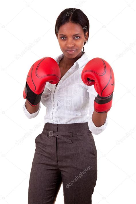 Young black woman wearing boxing gloves — Stock Photo © sam741002 #5141352