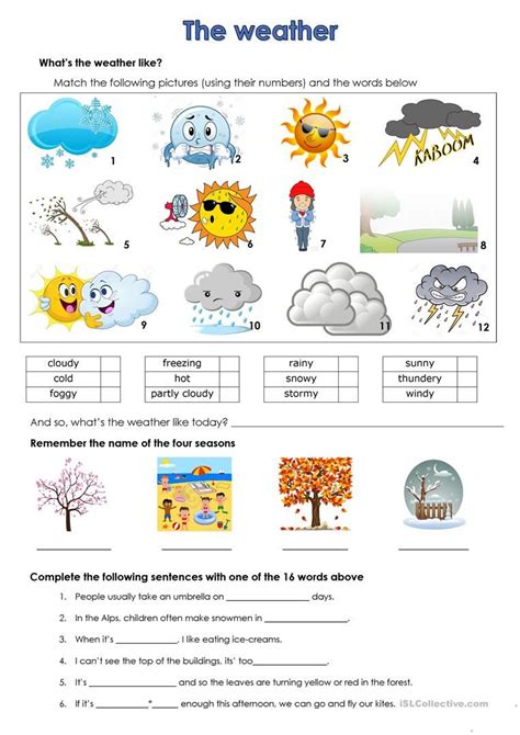 Teach child how to read: Weather And Seasons Printable Worksheets