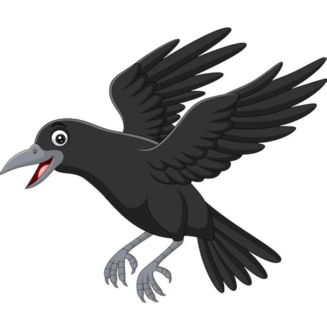 Cartoon crow flying isolated on white Vector | Premium Download