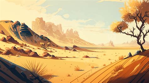 Desert Gobi Illustration Background, Desert, Illustration, Background ...