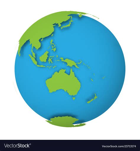 Natural earth globe 3d world map with green lands Vector Image