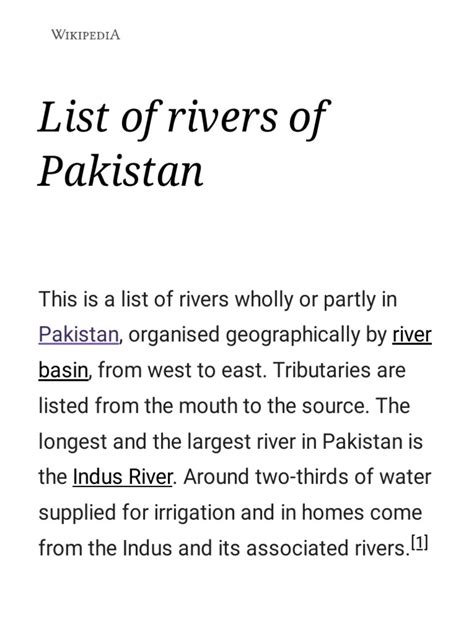 List of Rivers of Pakistan - Wikipedia | PDF | Environmental Science ...