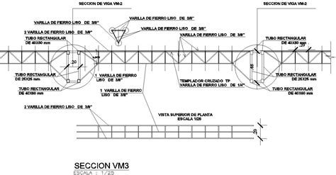 Section 3 of truss design in detail AutoCAD drawing, dwg file, CAD file - Cadbull