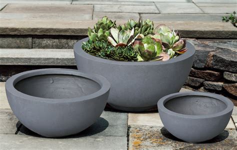 Modern Round Outdoor/Indoor Concrete Planter - Industrial - Outdoor Pots And Planters - by Kasa ...