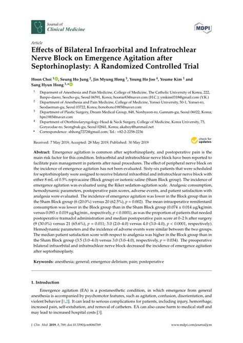 (PDF) Effects of Bilateral Infraorbital and Infratrochlear Nerve Block ...