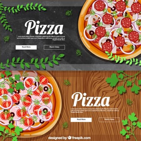 Free Vector | Pretty realistic banners for pizza