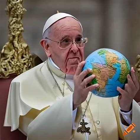 Image of pope francis holding the world globe