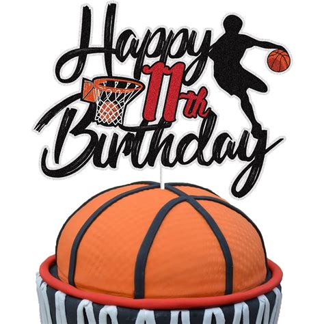 Basketball Happy 11th Birthday Cake Topper 11 Eleven Years Old ...