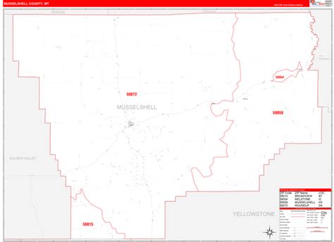 Musselshell County, MT Carrier Route Wall Map Red Line Style by ...