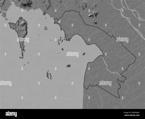 Kien Giang, province of Vietnam. Bilevel elevation map with lakes and ...