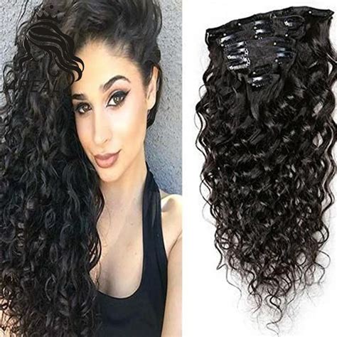 Deep Wave Curly Clip In Hair Extensions Human Hair Natural Remy Hair ...