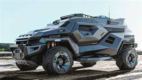 'armortruck' survival car concept combines the likeness of the cybertruck with the batmobile