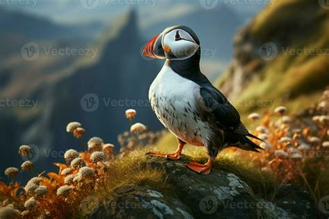 Natures beauty A puffin Fratercula arctica thrives in its habitat AI ...