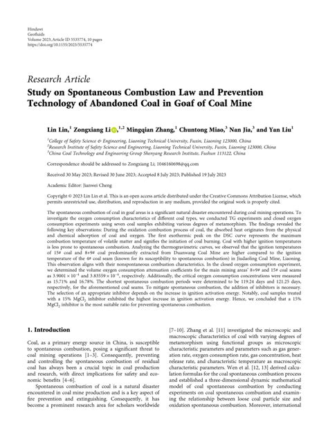 (PDF) Study on Spontaneous Combustion Law and Prevention Technology of Abandoned Coal in Goaf of ...