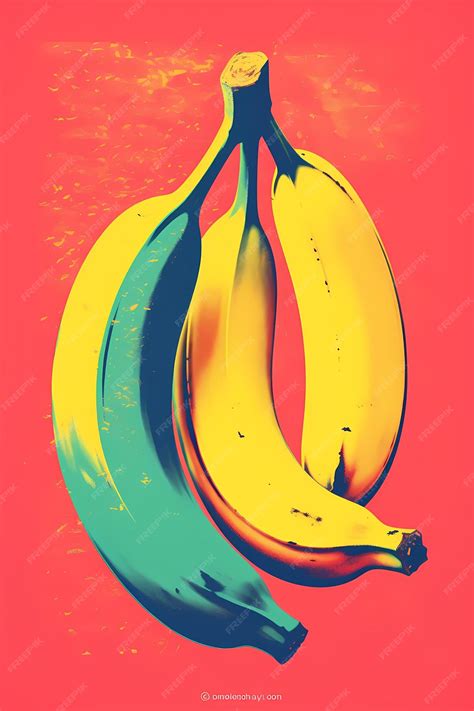 Premium Photo | Banana Minimalism MidCentury Modern Inspired Risograph Print with Tertiary Colors