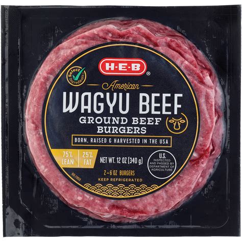 H-E-B American Style Wagyu Ground Beef Burger Patties, 75% Lean - Shop Beef at H-E-B