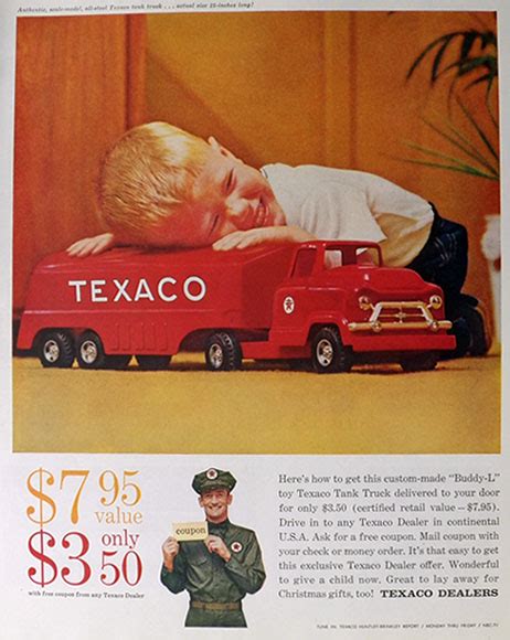 1959 Vintage Texaco Toy Oil Truck Ad ~ Buddy-L, Vintage Toy & Game Ads