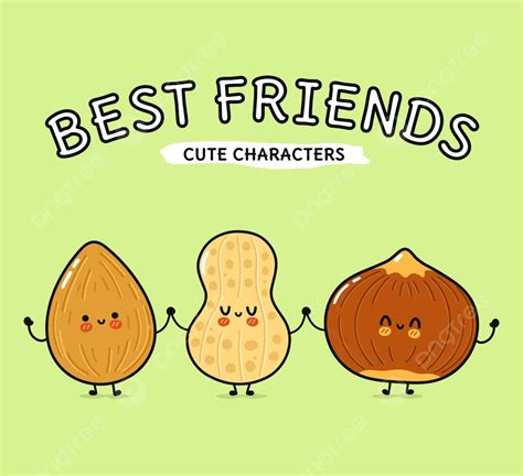 Kawaii Nut Characterscartoon Mascot Friends Nutrition Best Nature ...