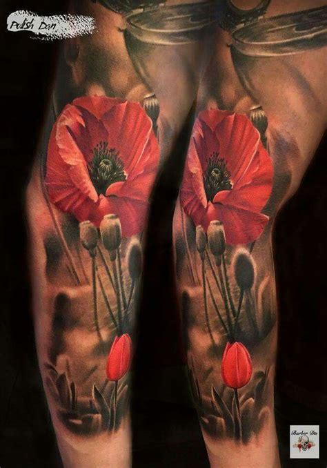 Realistic poppy field tattoo | Tattoos for women small, Tattoos for ...