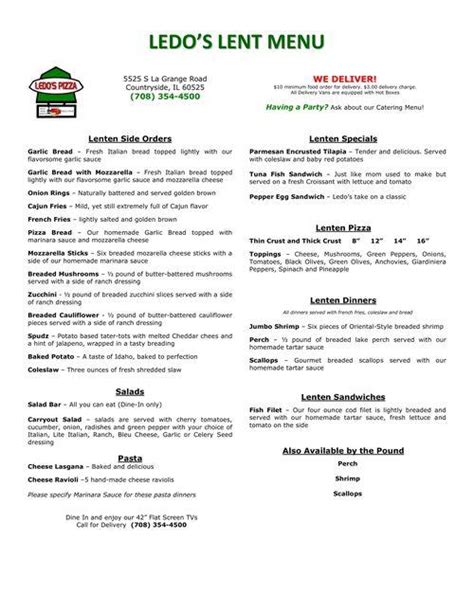 Ledo's Pizza menu in Countryside, Illinois, USA