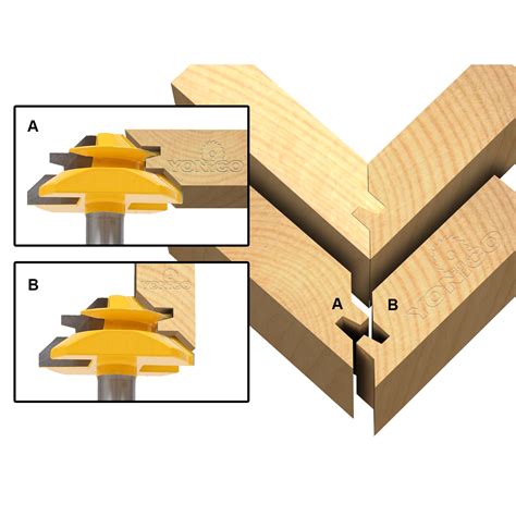 45 Degree - Up to 1" Stock Lock Miter Router Bit - 1/2" Shank - Yonico 15122