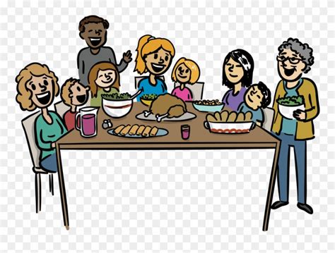 Large Size Of Thanksgiving - Big Family Dinner Cartoon Clipart (#24797 ...