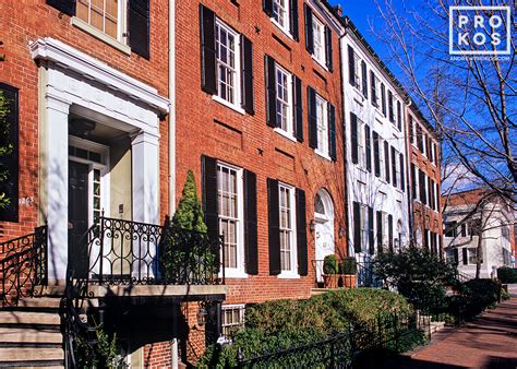 O Street Colonial Rowhouses, Georgetown I - Fine Art Photo by Andrew Prokos