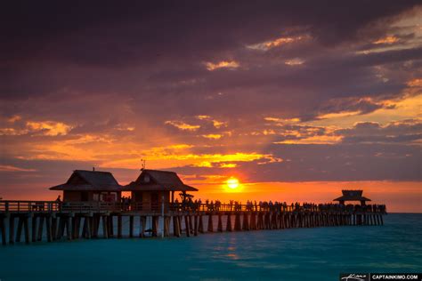 Sunset at Naples Pier Over the Gulf of Mexico