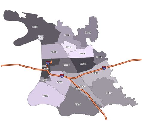 Baton Rouge Zip Code Map - GIS Geography