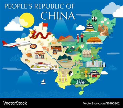 Peoples republic of china map with colorful Vector Image