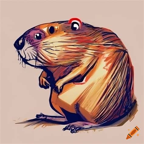 Sketch of a beaver in dadaist style