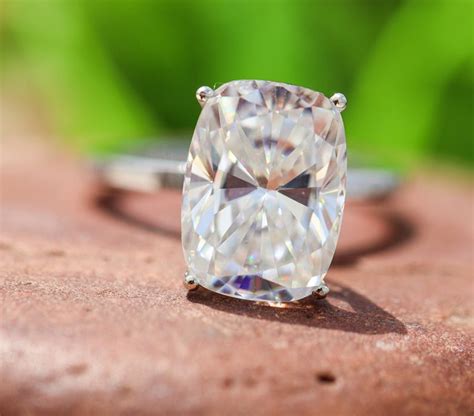 Elongated Cushion Cut Moissanite Solitaire Engagement Ring | Etsy