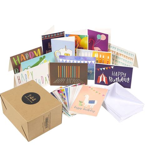 144-Count Birthday Cards Bulk Box Set, 36 Assorted Designs, Blank Inside, Envelopes Included ...