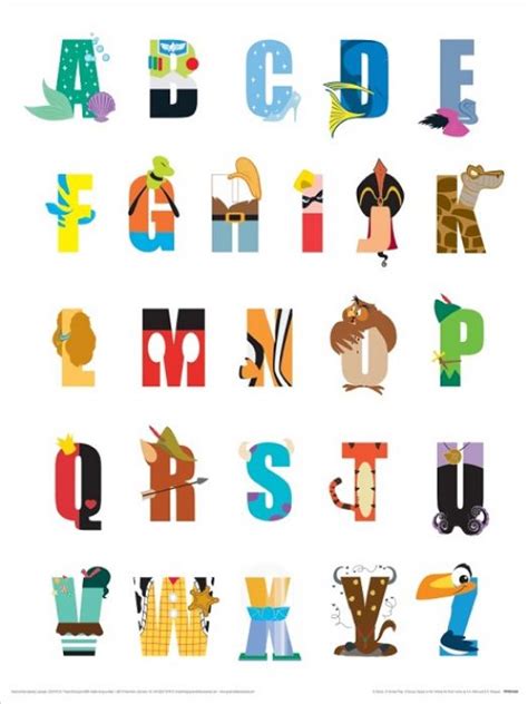 Disney Alphabet Art Print 30x40cm | Posters.nl