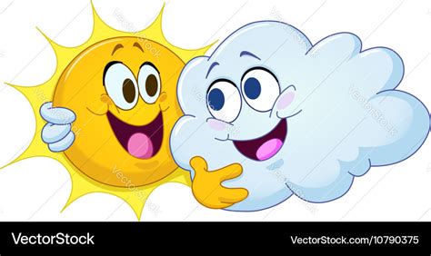 Hugging sun and cloud Royalty Free Vector Image