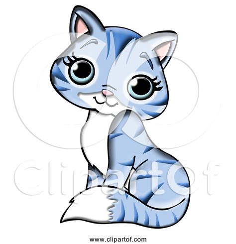 Free Clipart of Female Cartoon Blue Cat