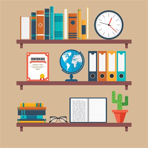 Three bookshelves in flat design 1263880 Vector Art at Vecteezy