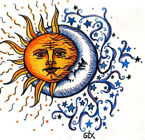 Love this idea of a moon and sun combined. | Sun and moon drawings ...