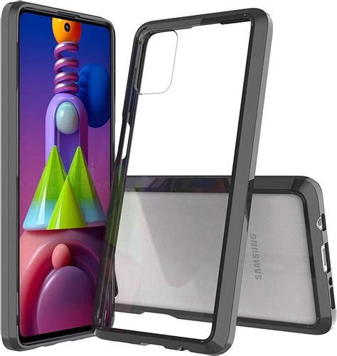 Sucnakp Galaxy M51 Case(Side Fingerprint Hole) Samsung M51 Case Premium Clear Back Panel + TPU ...