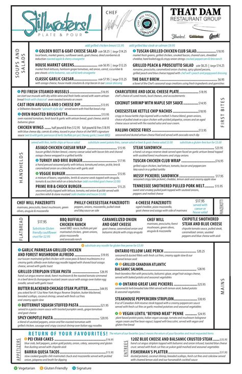 Menu | Stillwaters Plate & Pour | Paris Ontario Restaurant ...