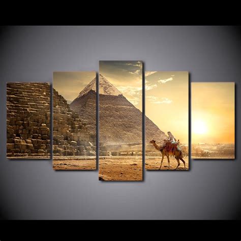 Ancient Egypt Pyramid Painting Pharaoh 5 Panel Canvas Art Wall Decor – Canvas Storm