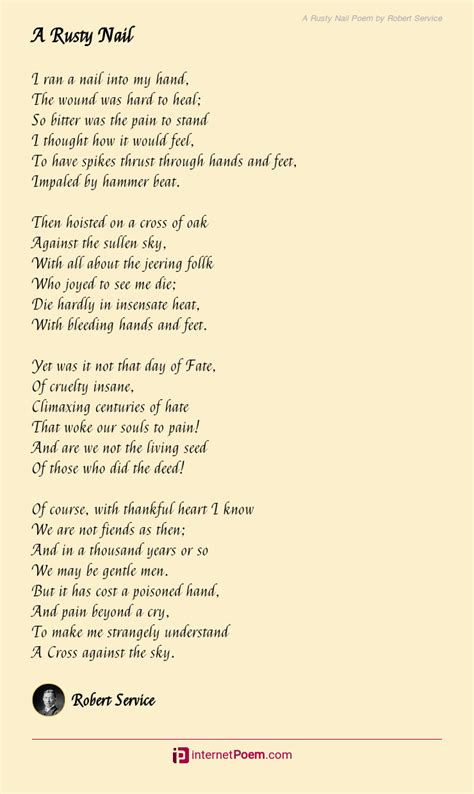 A Rusty Nail Poem by Robert Service