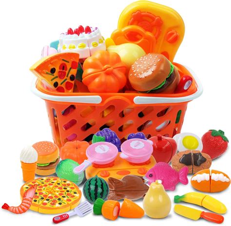 DigHeath 34 Pcs Pretend Play Food Set, Kids Cutting Toys, Children's Food Fruits Vegetable ...