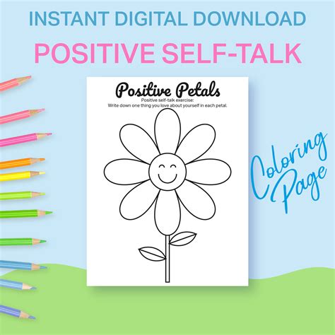 Positive Self-talk Activity Printable, Self Esteem Coloring Pages for ...