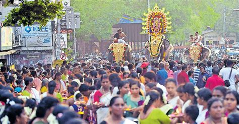 "Kollam Pooram Festival: Witness the Devotional Thiruvabharan Procession, Gajaveeras, and ...