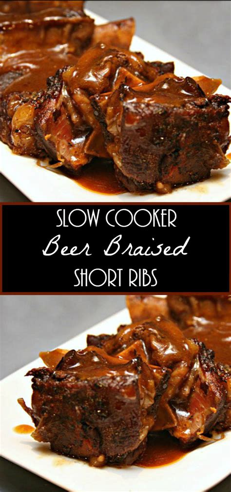 Slow Cooker Beer Braised Short Ribs Recipe ~ It's Yummi