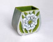Items similar to Handmade Ceramic Decorative Vase / with big flower ...