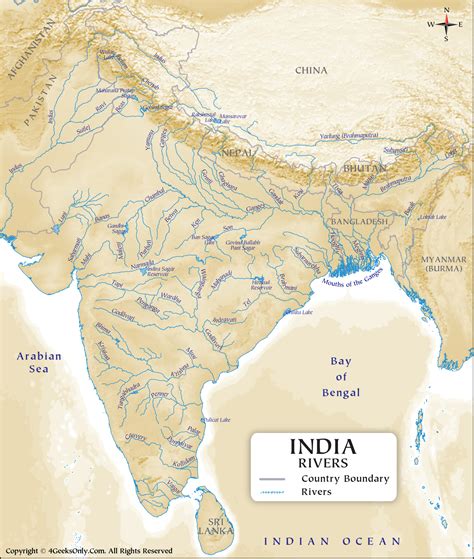 India Rivers Map HD