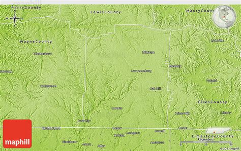 Physical 3D Map of Lawrence County